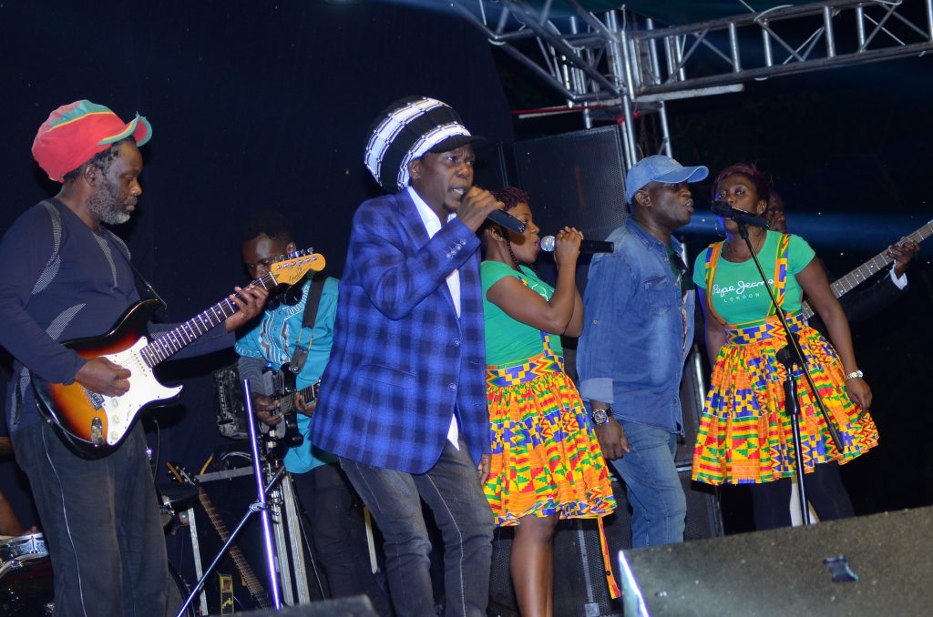 Maddox Sematimba performs with a live band during the festival