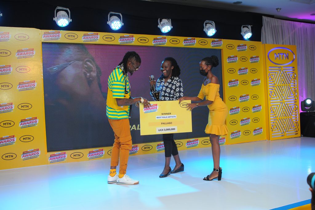 It was a moment of joy as Pallaso L received his Peoples choice male artiste CallerTunez award from MTNs Lorna Otieno C
