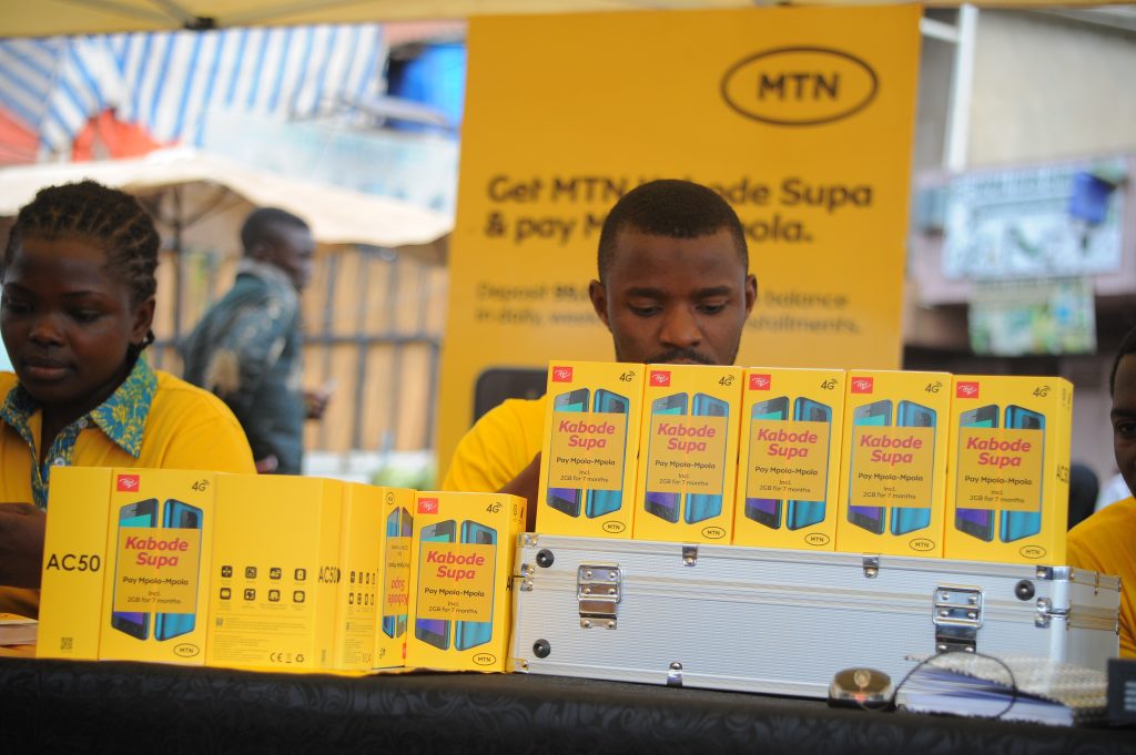 A display of the Kabode Supa Smartphone from MTN. The public can buy the phones mpola mpola in installments