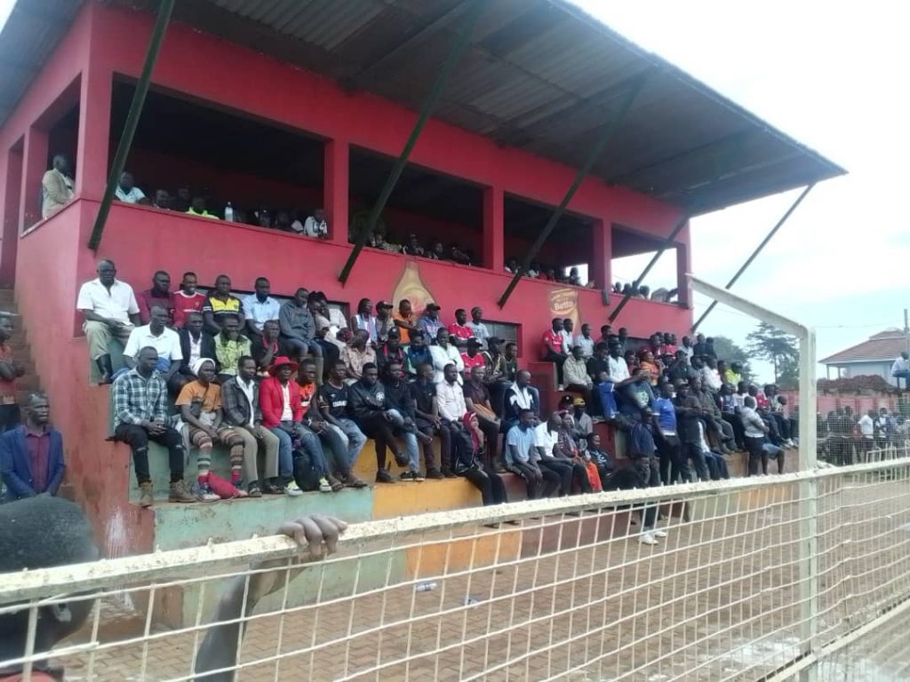 Spectators watching the match at the Bugembe stadium in Jinja