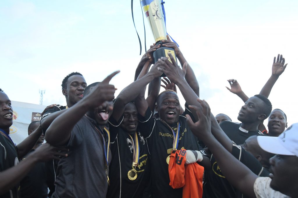 Busoga Cup 2022 Champions Bukhooli Namayingo FC celebrates its 1 0 win against Kigulu FC. They won a trophy and Ugx.10M courtesy of MTN Uganda