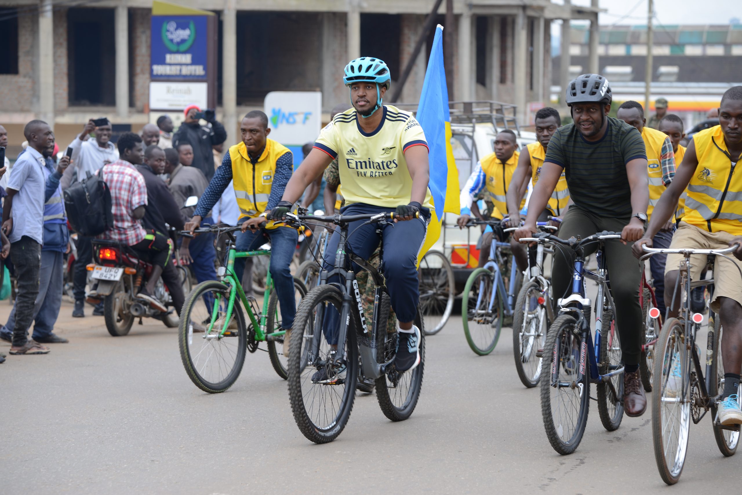 His Royal Highness King Oyo in blue helmet rode a section of the sport bike race category in Fort Portal town scaled