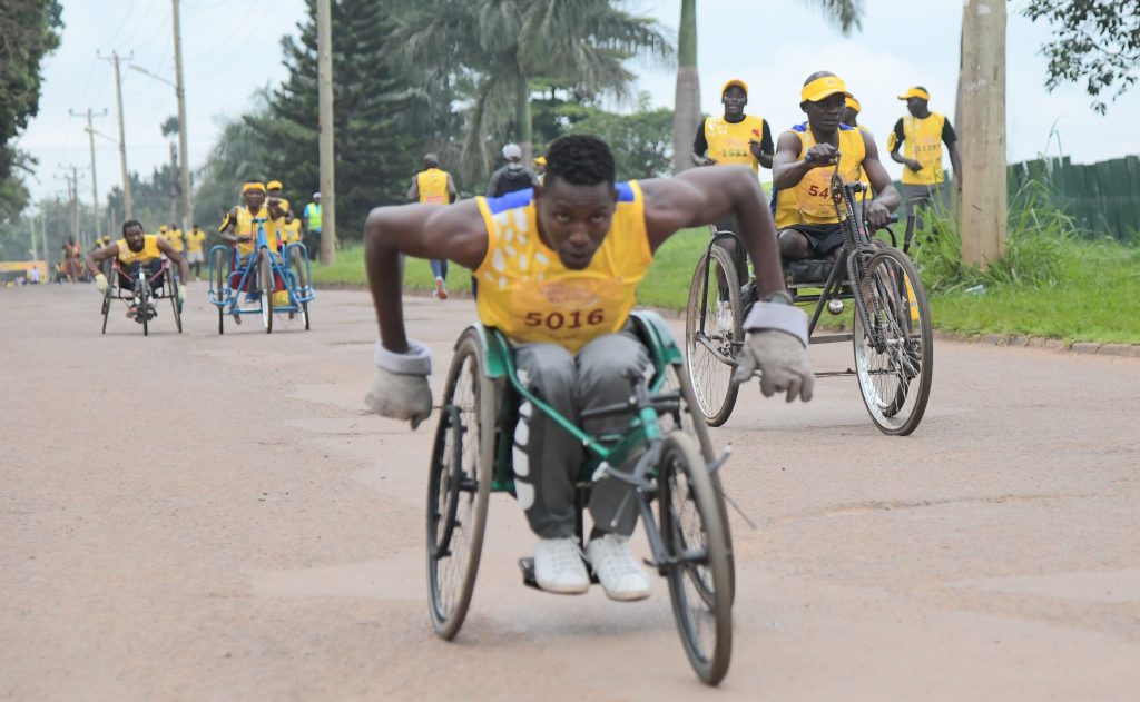Some of the wheelchair race participants in a previous MTN Kampala Marathon
