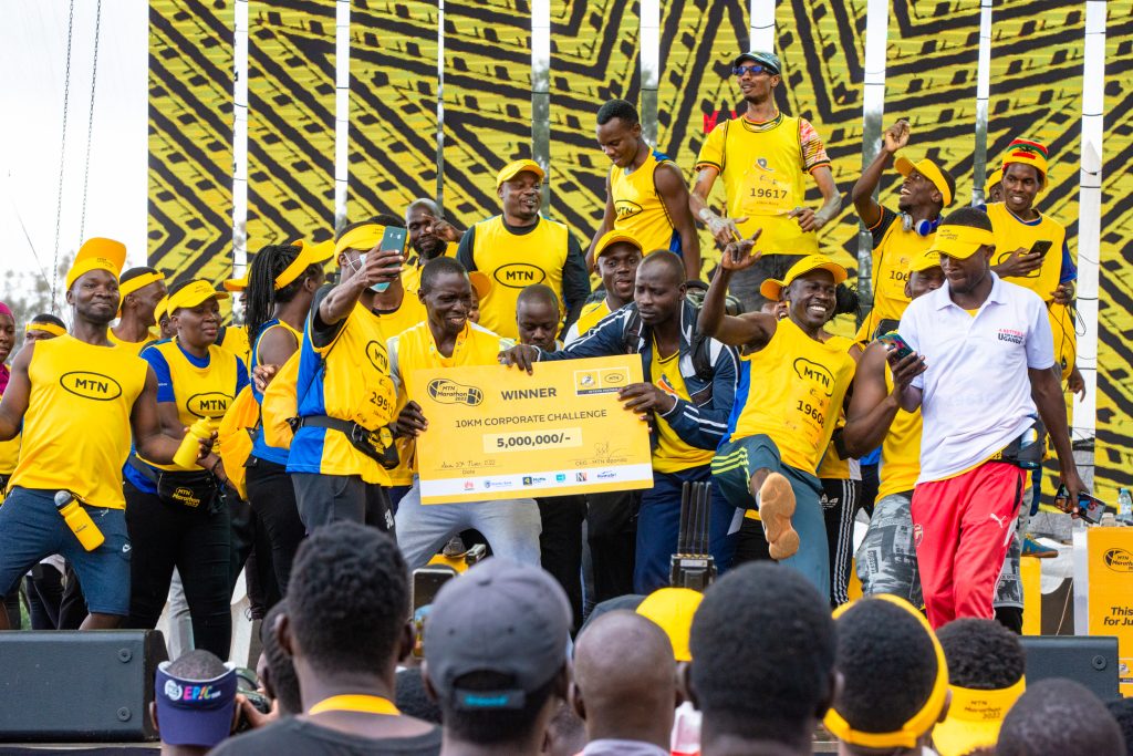 The corporate challenge winners won 5Million that they will donate to a charity of their choice courtesy of the 2022 MTN Kampala Marathon