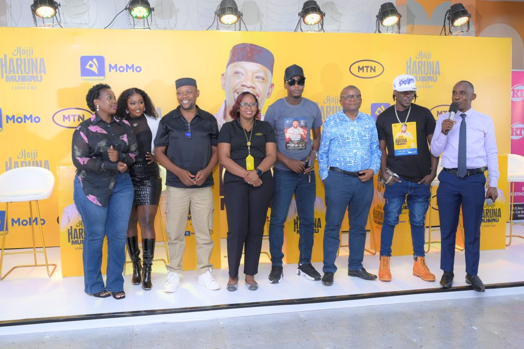 Group picture moment at the conclusion of the press conference announcing MTN and MTN MoMo support towards the Hajji Haruna Mubiru Live in Concert